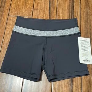 NWT - Lululemon 5” Reverse Groove Shorts , gray yoga, biker shorts, size 4